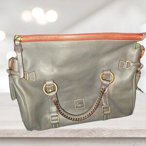 Dooney & Bourke Gray and Coral Satchel
